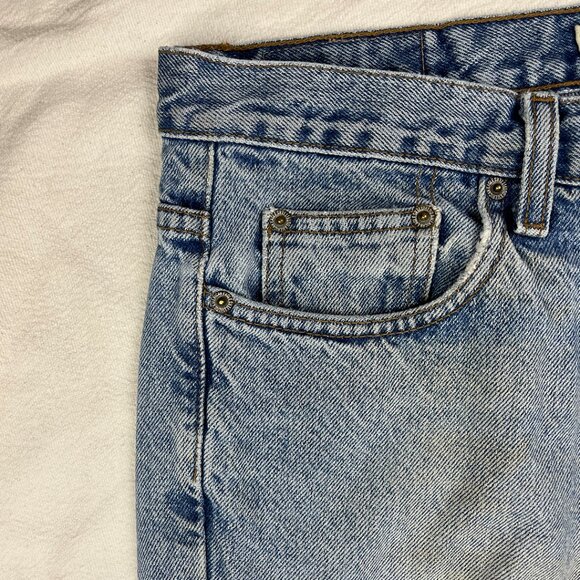 American Eagle Rigid Denim Blue Jeans Size 12 Long Light Wash Distressed Vintage - Picture 6 of 16